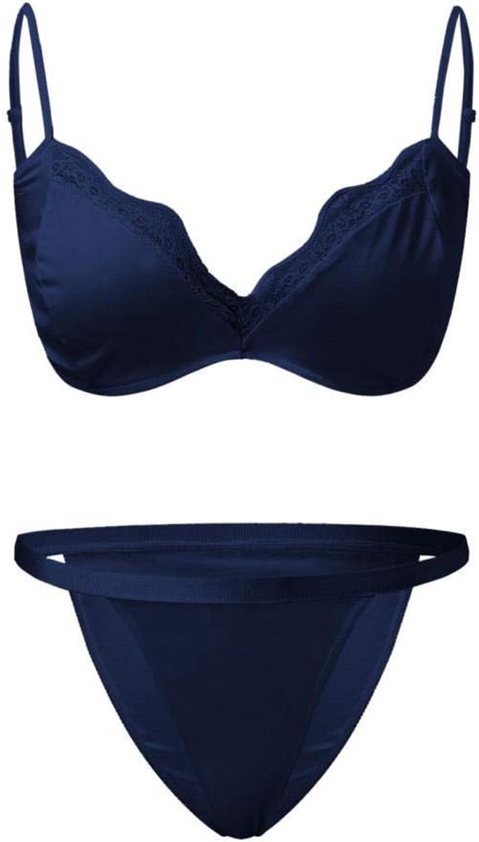 Lingerie Dameslingerie Sexy Lingerie Dames met Kant Perspectief Beha Lingerie voor Dames set-Azul_M