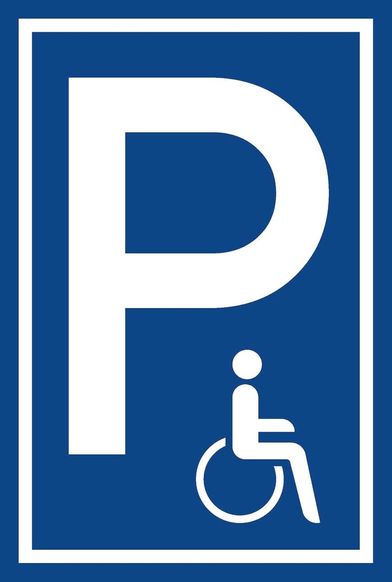 Parkeerplaatje voor gehandicapten - pvc hardschuim 20 x 30 cm, 3 mm - 2 stuks - robuust en weerbestendig - eenvoudige installatie - toegankelijkheid benadrukken - inclusief parkeerplaatskaart