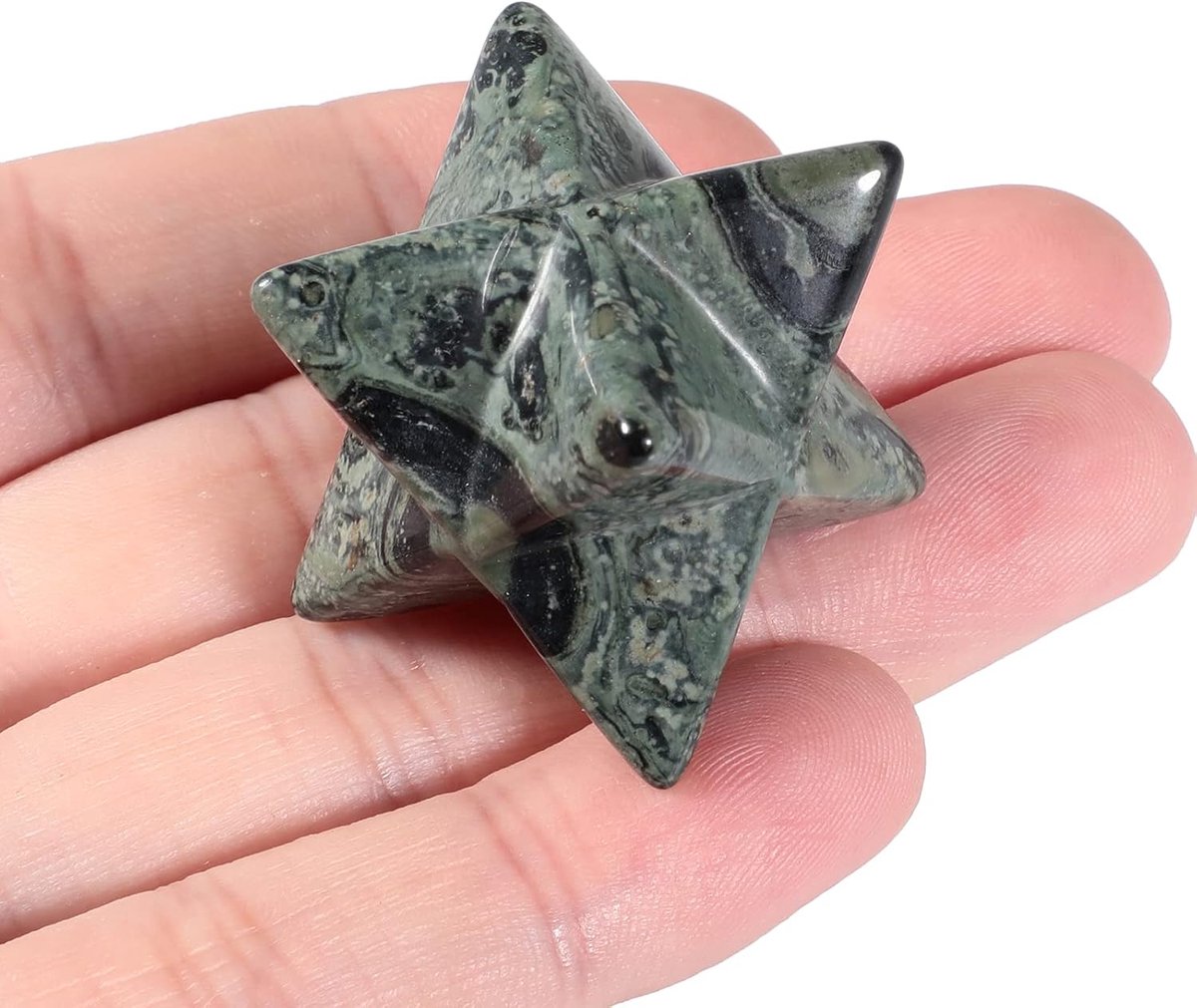 Kambaba Jasper Merkaba kristal bescherming heilige meditatie energie generator genezing Chakra zespuntige ster 1 inch