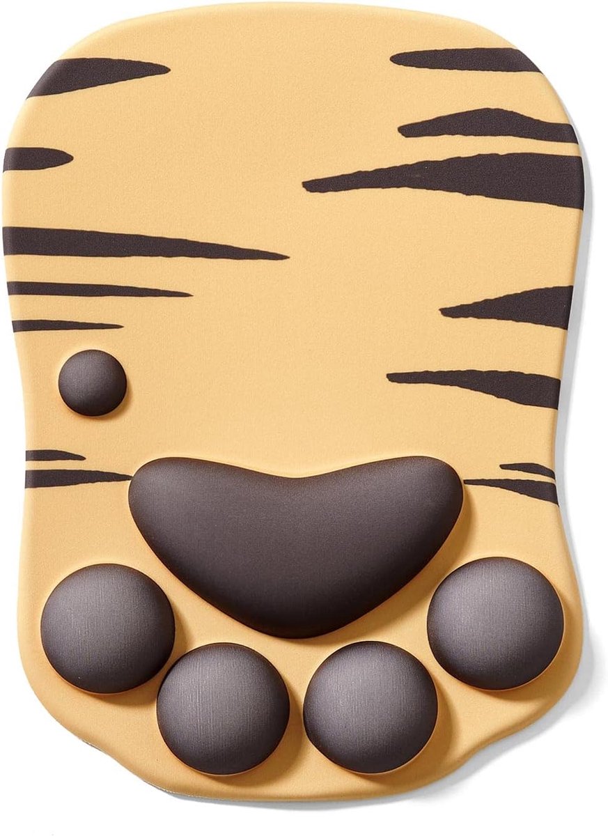 Cat Paw Muismat, Ergonomische Muismat met Polssteun, Siliconen Gel Mouse Pad, voor thuis/kantoor/gaming, Gele tijger