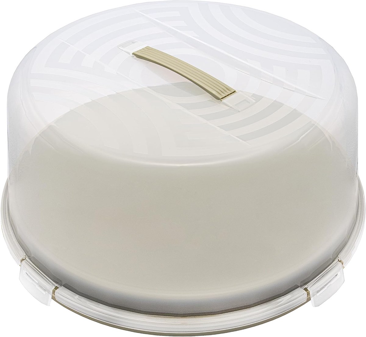 SnelShoppen - Grote Ronde Cake Container met Hoog Deksel en Handvat, BPA-vrij Plastic (PP), Sage Groen/Transparant, 334x156 mm, Ideaal voor Taarten en