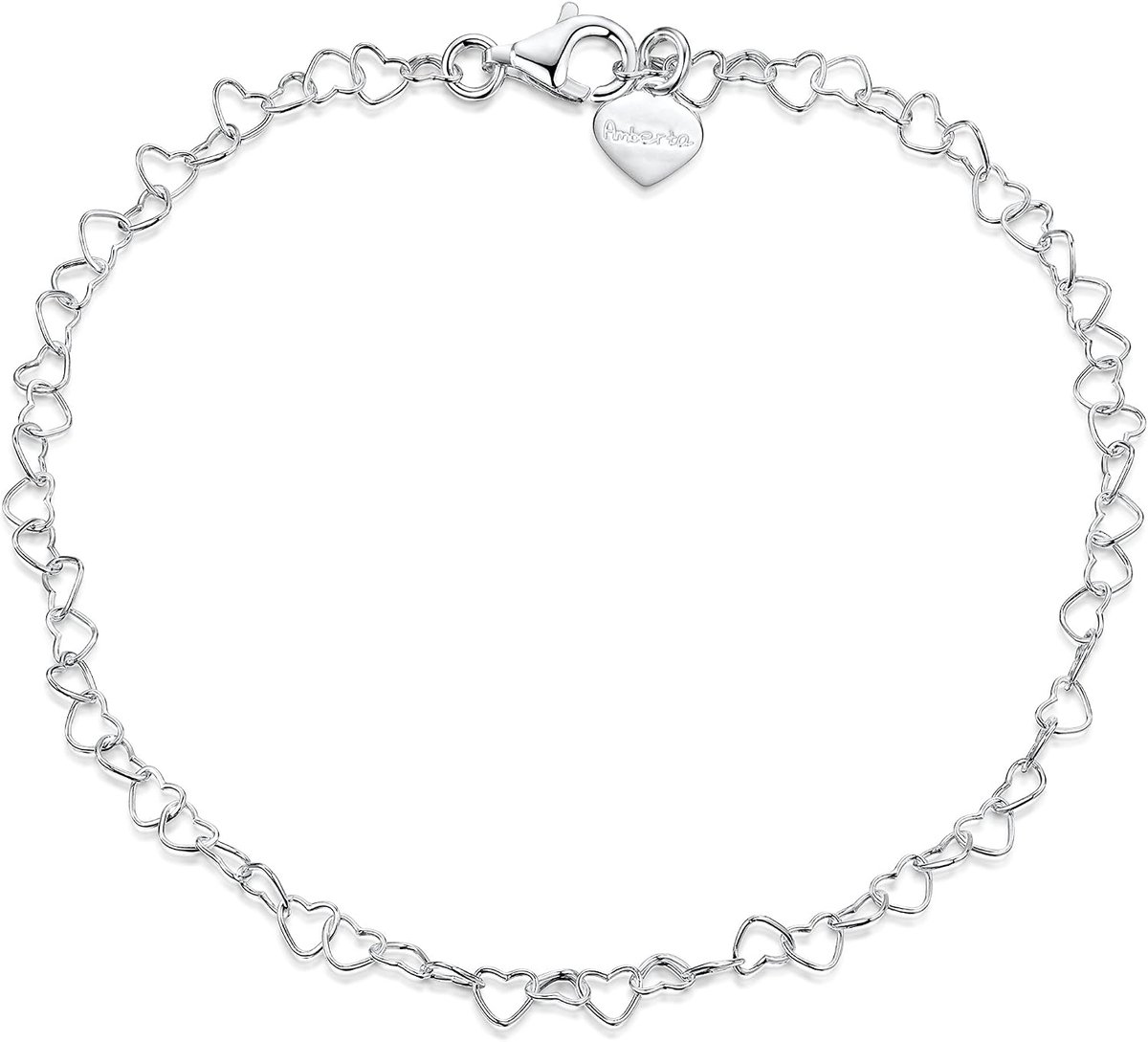 Enkelbandje - 24 cm verstelbaar - 925 sterling zilver - hartjesontwerp - perfect voor elke gelegenheid - ShopVlot