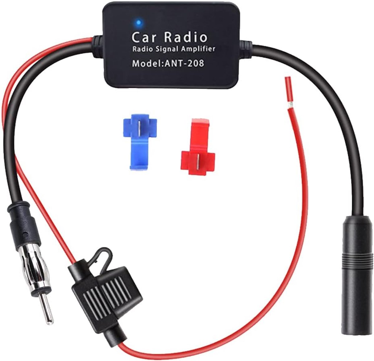SnelShoppen - Car Antenna Booster FM/AM DAB DAB+ Signaalversterker DIN Female naar Male Adapter 12V voor Auto Stereo Radio
