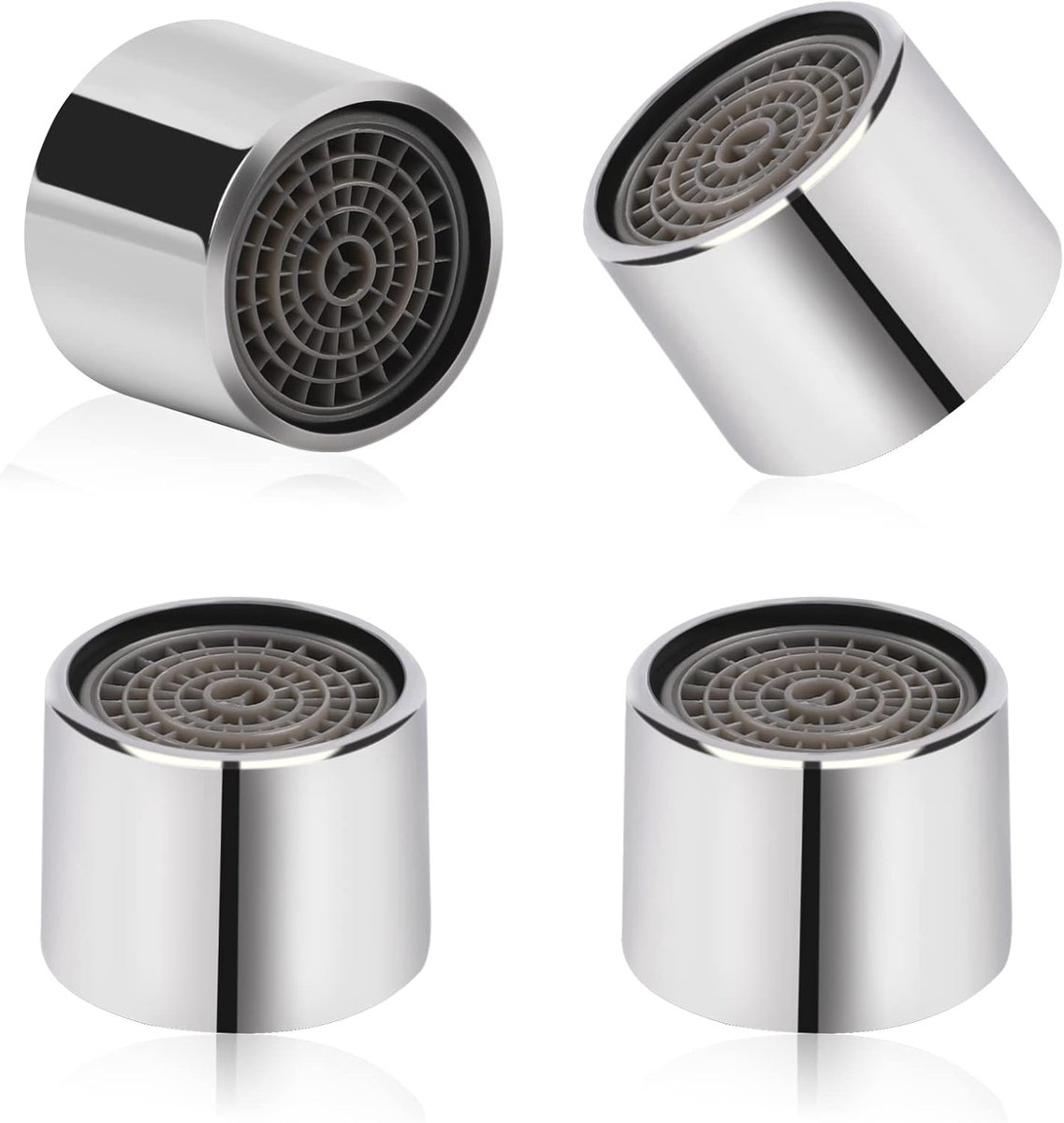 SnelShoppen - M22 Keuken Kraan Aerators - 4 Stuks Waterbesparende Aeratoren met Rubberen Seal voor Badkamer - 22mm, Chroom, Hoogwaardige Kwaliteit