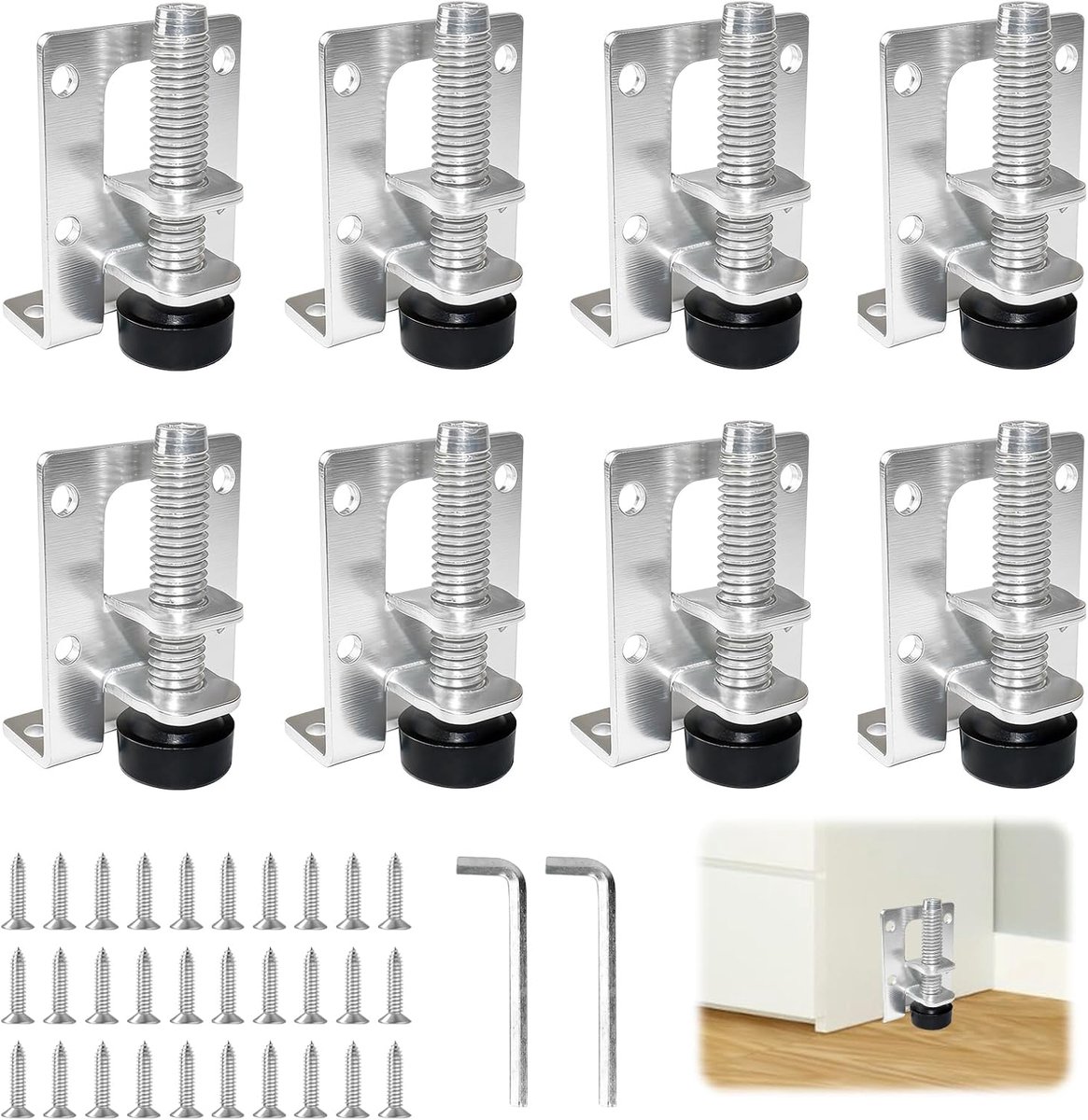 verstelbare meubelpoten 8 stuks - zware staalconstructie - goede grip - perfecte niveaurichting - ShopVlot