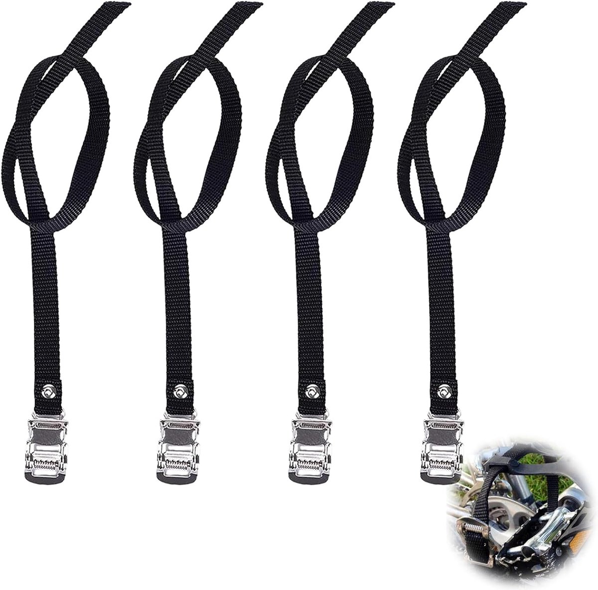SnelShoppen - 4 Pcs Fietspedalen Clips, Verstelbare Nylon Toe Strap, Anti-Slip Fiets Pedalen Vervangingsbanden voor Buiten en Thuis, Perfect voor Spin