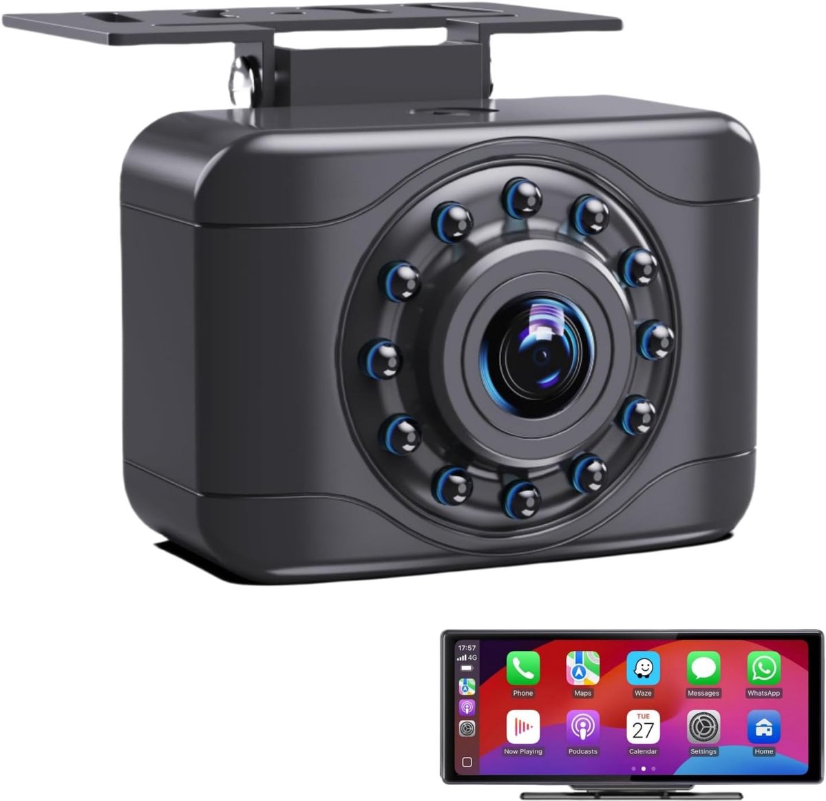 SnelShoppen - 4 Pin Achteruitrijcamera voor Mirror en Dashcam AHD1080P, 4 Pin naar 2.5mm Jack Voertuig Backup Camera voor Auto
