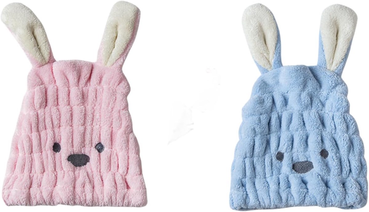 Droog haar hoed handdoek - 2pcs microvezel - schattige kattenoren - snel drogen - ShopVlot