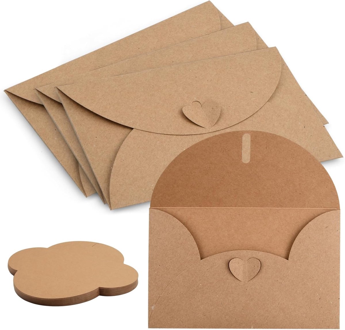 Enveloppen 17,5 x 11 cm - kraftpapier - hartsluiting - ideaal voor wenskaarten - ShopVlot