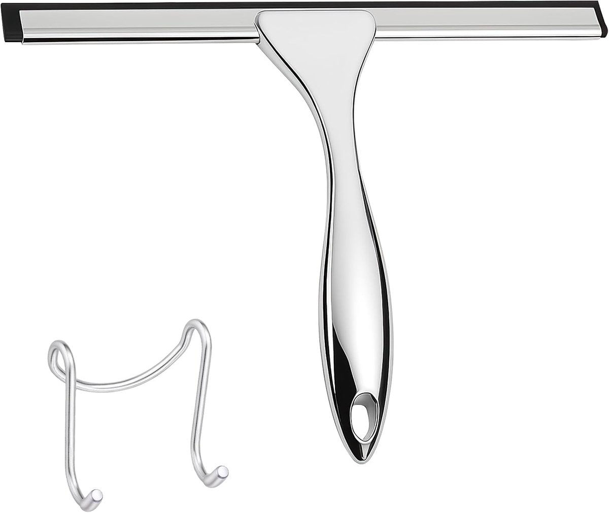 SnelShoppen - Douchewisser 25,5 cm, Multifunctionele Raamwisser, Roestvrij Stalen Trekker met Kunststof Handgreep, Ideaal voor Douche, Raam, Spiegel,
