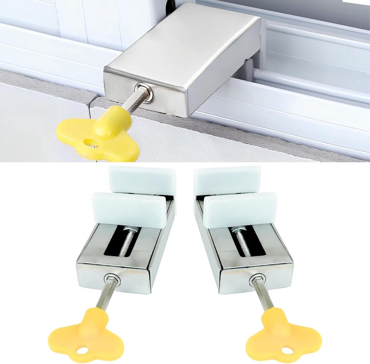 SnelShoppen - Schuifraamslot 2 stuks, Veiligheidsschuifdeurstopper voor Kinderramen, Robuust Schuifdeurslot, Eenvoudige Installatie voor Ramen en Deur
