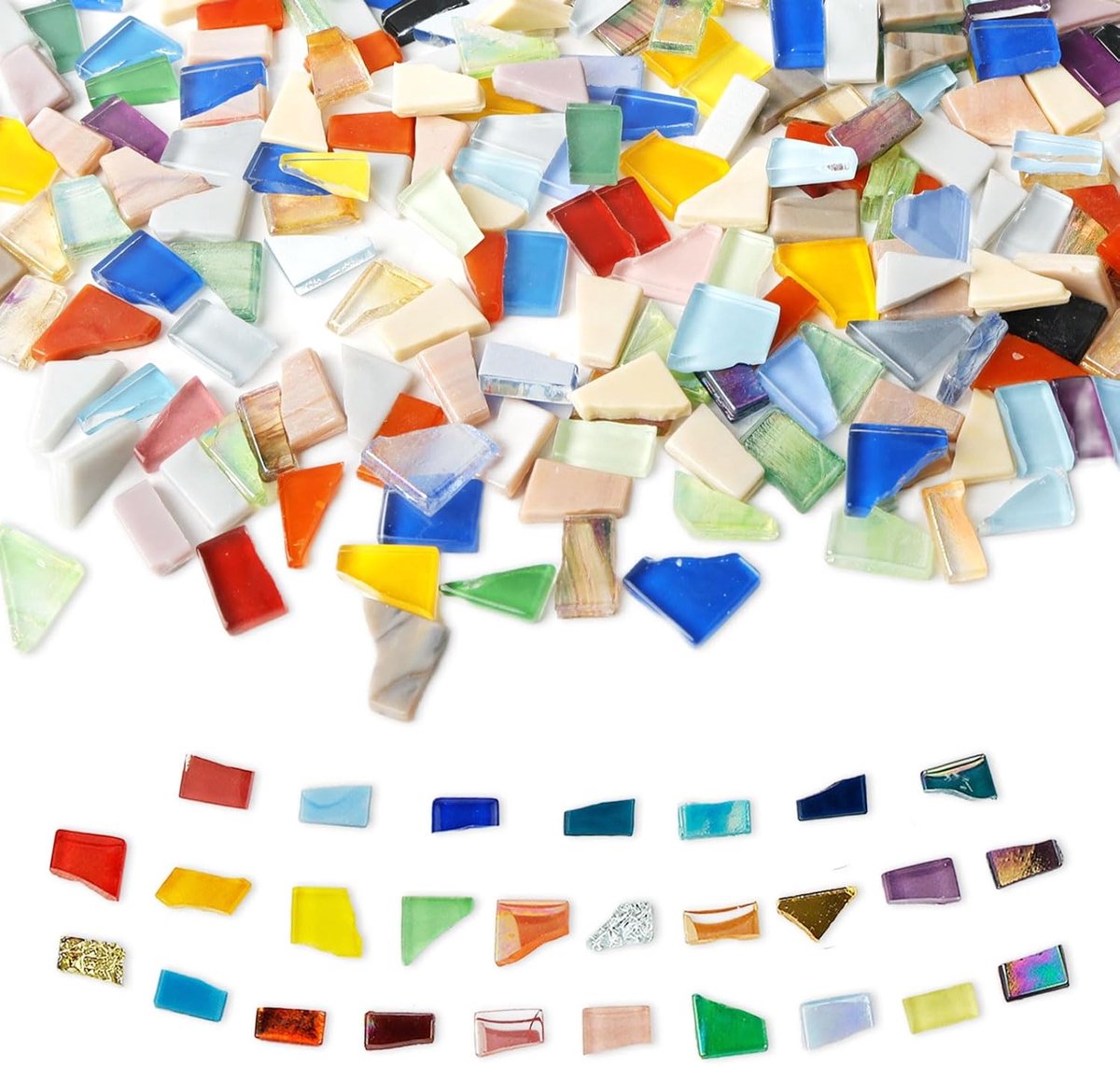 SnelShoppen - 1kg Mosaïektegels Glas | Irreguliere Handgekapte Kristalglas Mozaïekstukken | Ongemarkeerde Randen | Voor Decoratie en Creatieve Project