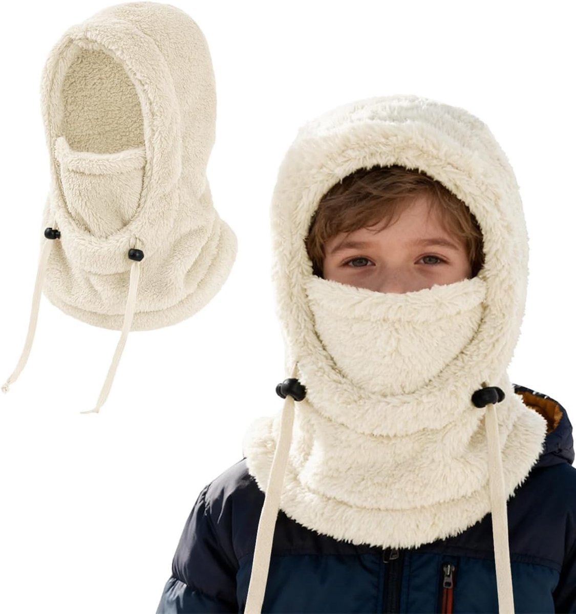 Instapmuts voor kinderen, wintermuts met sjaal, wintermuts