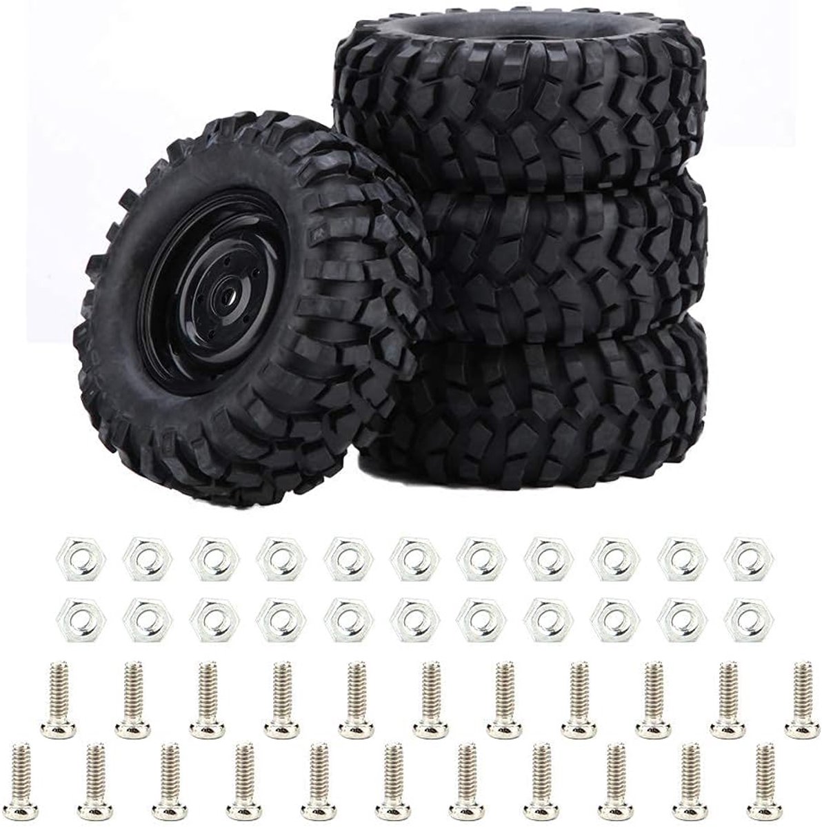 Wielen speelgoed 4 stuks hexadecimale gewricht 12 mm / 0,47 inch banden set banden banden banden 1/10 rubberen banden voor rotsachtige crawler offroad auto controle