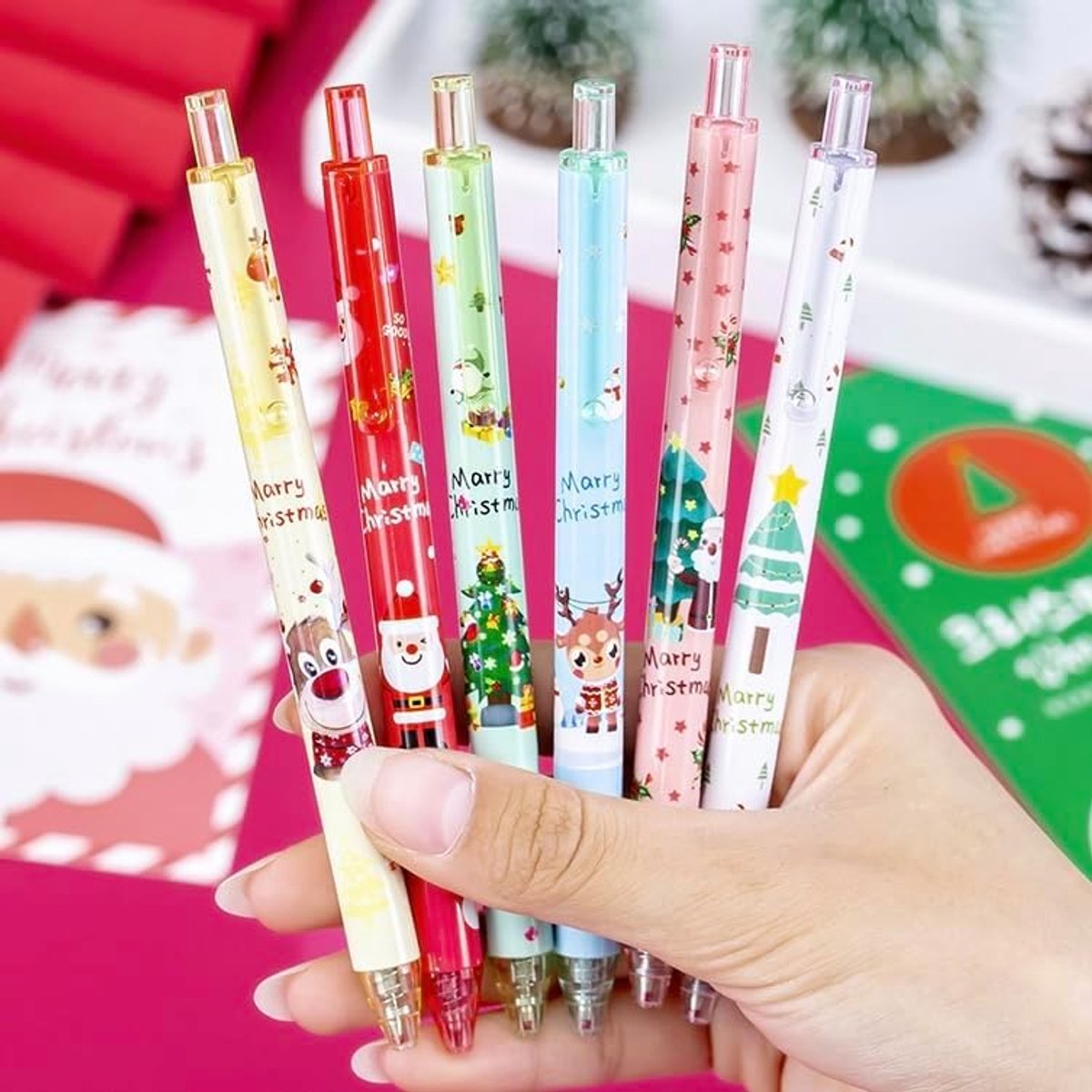 12 stuks, kerststiften, kerstcadeaus, cadeautjes, 0,5 mm, kerstbalpen, school, kerstcadeauset voor studenten, kinderen, collega's