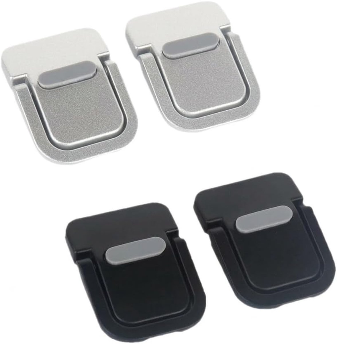 2 stuks mini-laptopstandaard, verstelbaar, opvouwbare toetsenbordverhoging van ABS, onzichtbare toetsenbordstandaard voor bureau, antislip notebookvoeten voor betere warmteafvoer, zwart en zilver