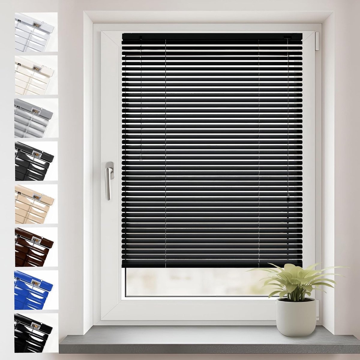 Aluminium Jaloezie voor Binnenshuis 30x220cm Klemmfix Zwart