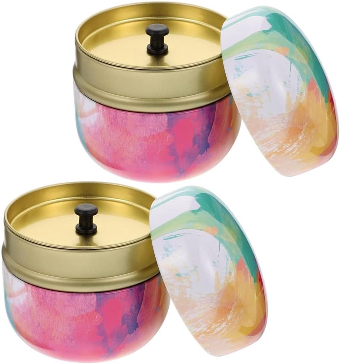 2 stks theecontainers ronde blikjes Mini draagbare blikjes thee caddies snoep dozen
