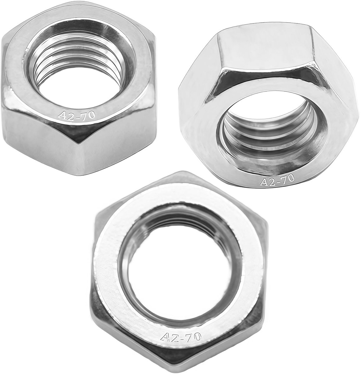 10 stuks zeskantmoeren M10 DIN934 roestvrij staal A2 V2A schroefdraadmoeren, industriële moeren, metalen moeren, constructiemoeren, reparatiemoeren, hoogwaardige roestvrijstalen moeren (LJLM