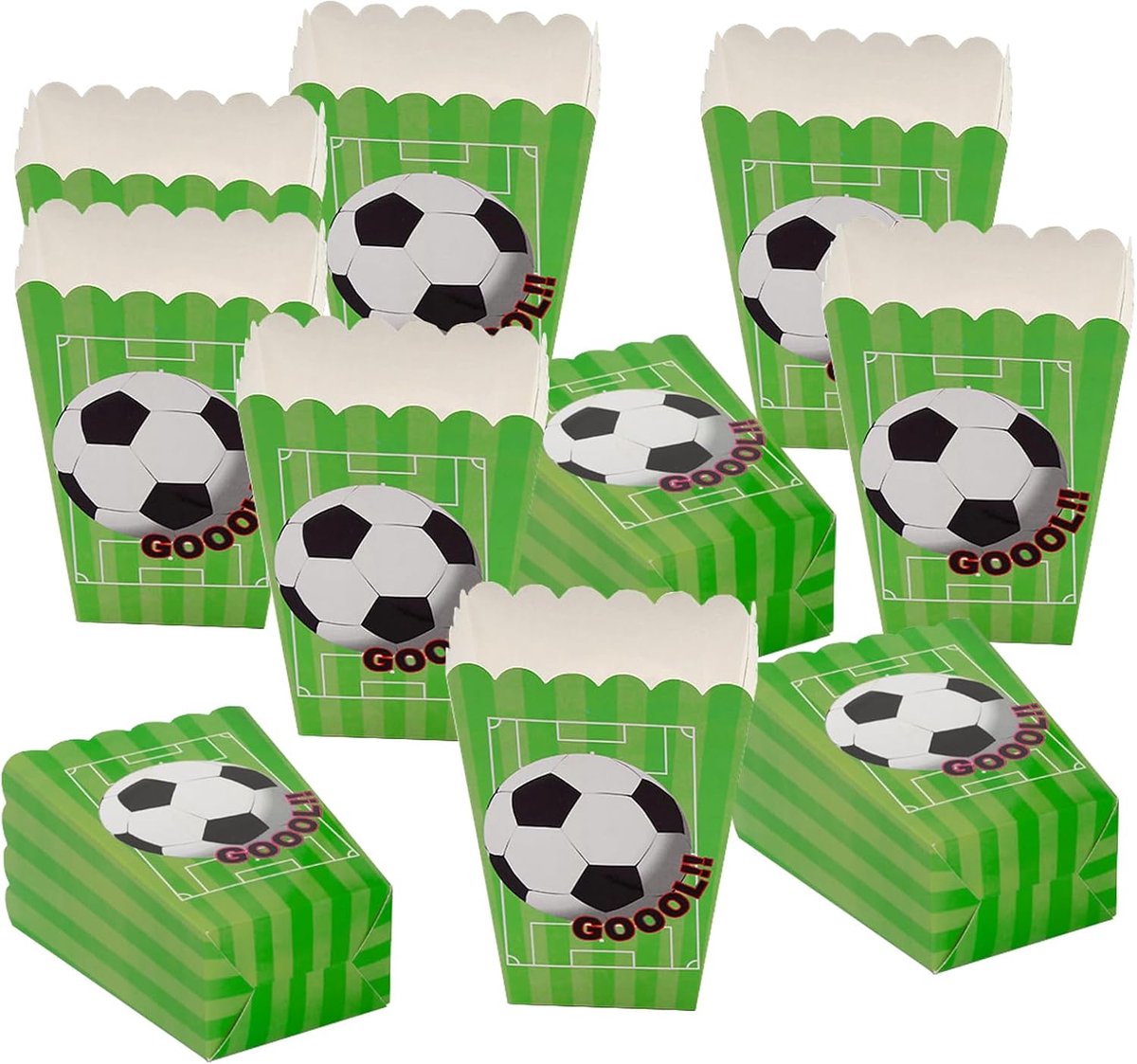 24 Pack Voetbal Popcorn Dozen CHUNLINLAODA Voetbal Snoep Dozen Popcorn Zakken Cartoon Papier Snoep Containers Popcorn Cups Party Bag Traktatie Dozen voor Verjaardagsfeest Voetbal Thema Party (groen)