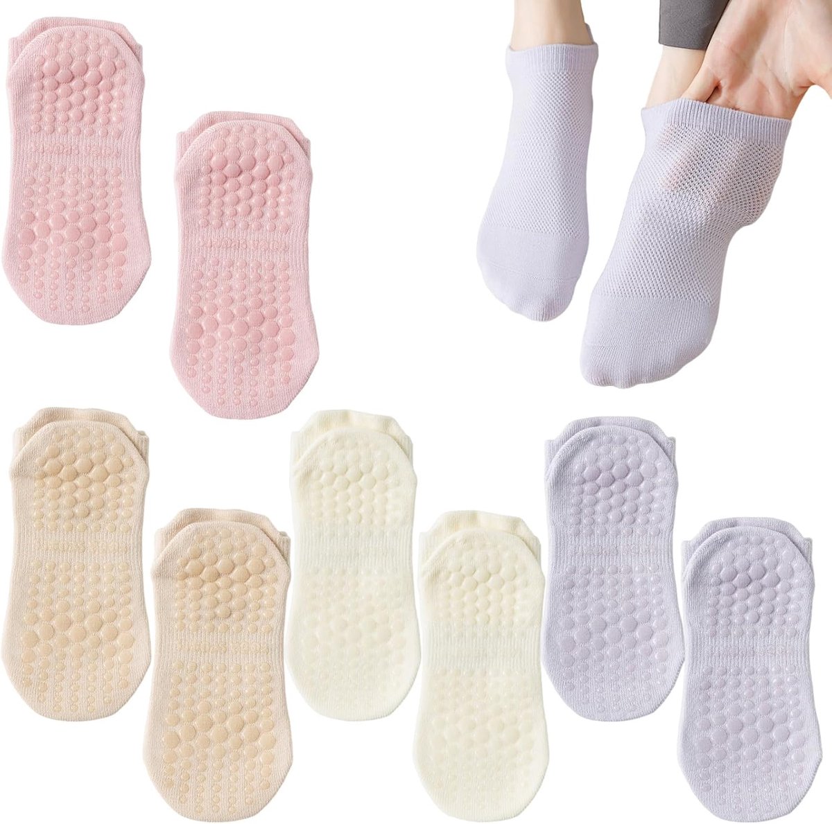Sokken voor dames, antislip, ademend, cropped yoga, antislip sokken voor dames, pilatesokken voor pilates, yoga, ballet, sport, dans, maat 35-40