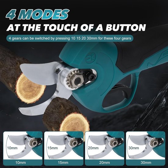 Compatibel met Makita 18 V, Max 45 mm snijdiameter, 1500 W borstelloze motor, SK5 messen, elektrische snoeischaar voor tuin en boomsnoeien (twee accu's) — afbeelding 3