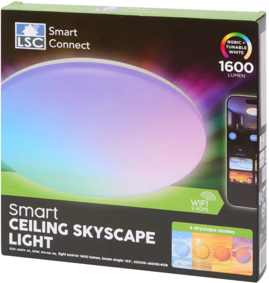 LSC Smart Connect plafonnière Ø 35 cm - Dimbaar en met verschillende kleuren licht - Bediening via afstandsbediening