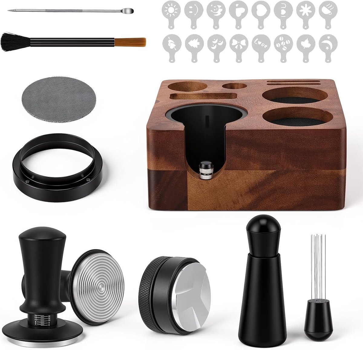 51 mm, 54 mm, 58 mm, 9-in-1 Barista Set met Stampstation