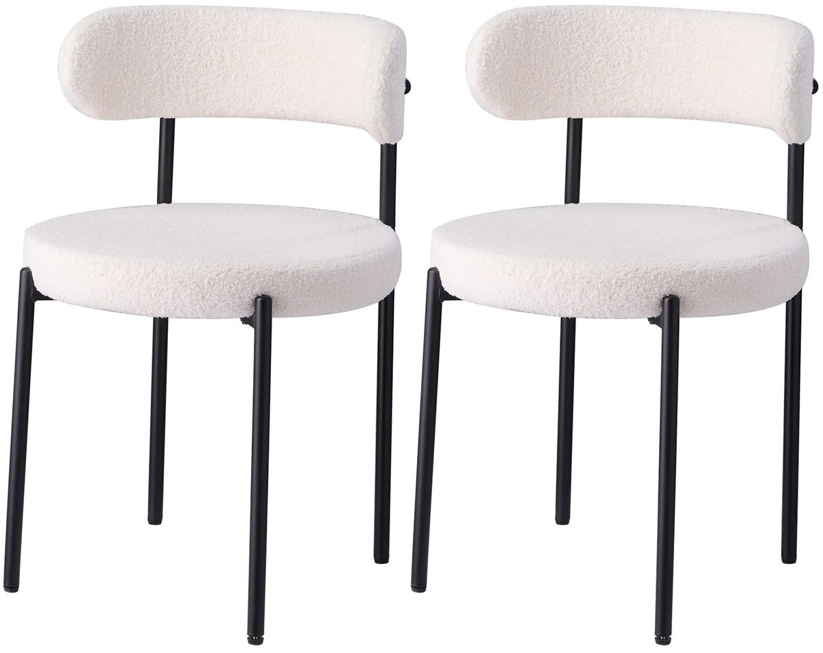 ArtiZo Eetkamerstoelen - Scandinavische stijl - set van 2 - wit- gebogen rugleuning - ronde vorm - zithoogte ongeveer 50 cm