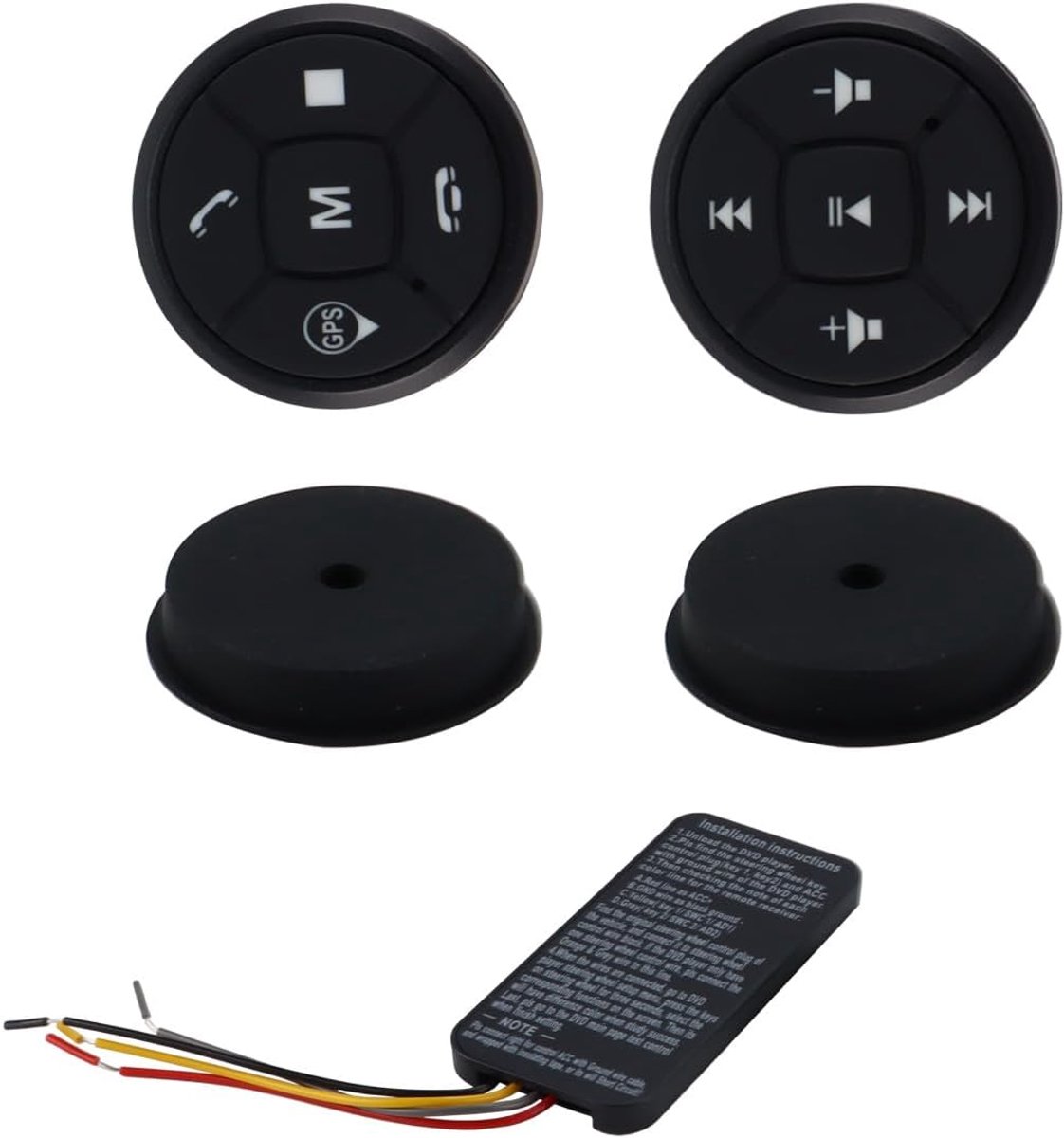 Afstandsbediening voor autostuur, draadloze knop, radiovolume, GPS-afstandsbediening, schakelaar, zwart, draadloos stuurwiel.