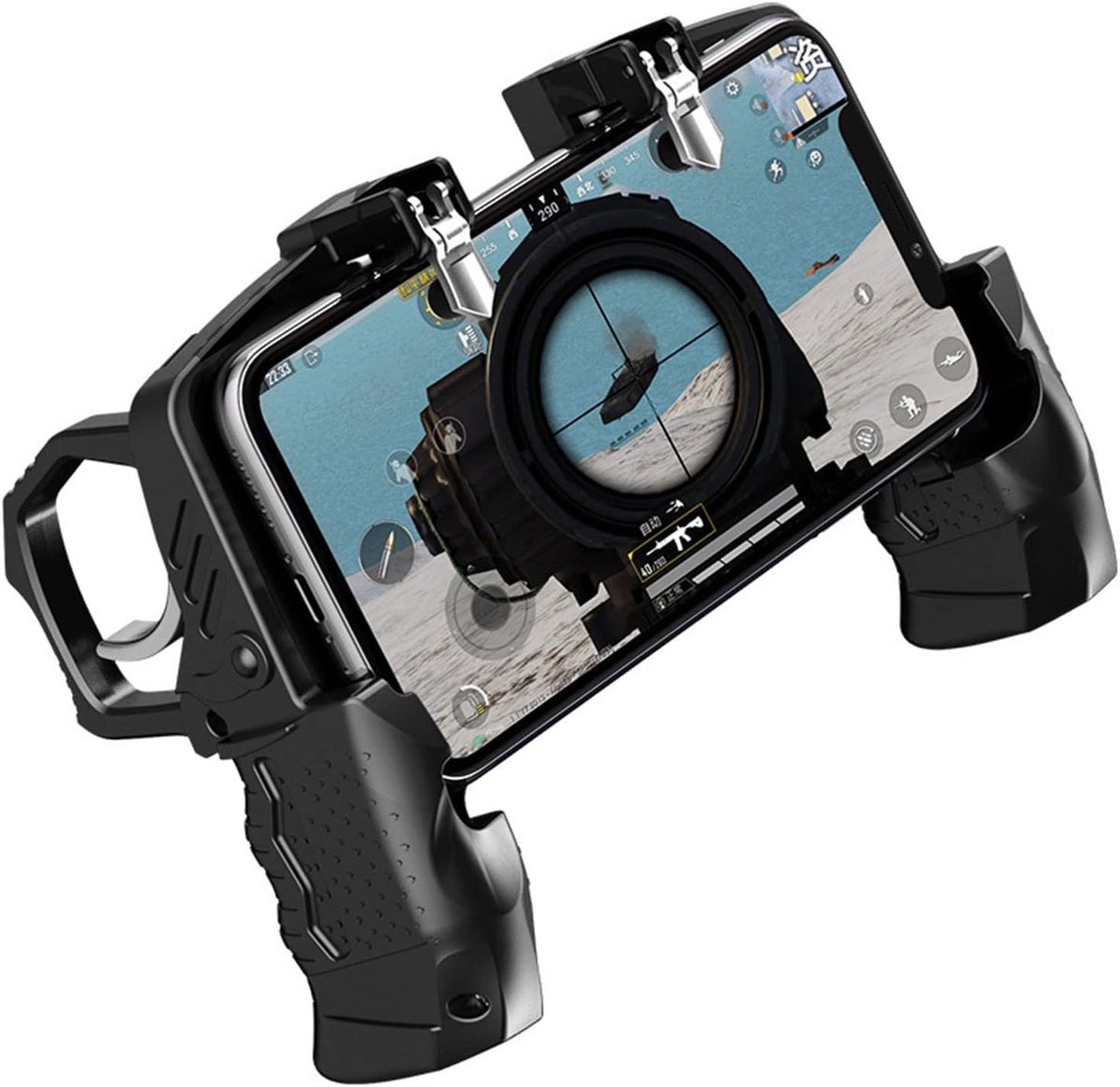 Gamecontroller, Comfortabele Mobiele Telefoon Gamepadbediening Mechanische Knoppen Ergonomische Handgreep Bediening met 4 Vingers voor 4,7‑6,5 Inch Telefoon