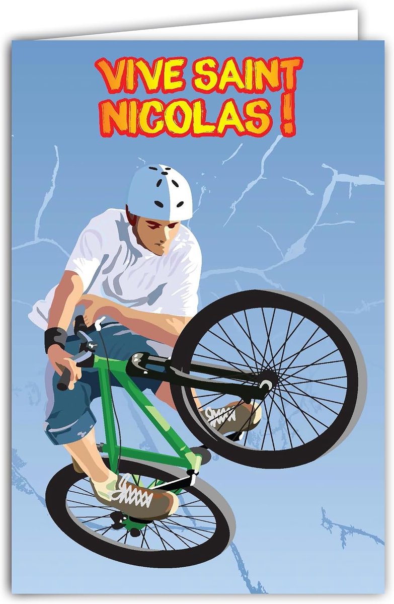 68-1323 Vive Kaart Sinterklaas Gelukkig Feest 6 december Fietshelm BMX Freestyle Sport Extreme Jongen Tiener Jonge Man Vriend Vriend Mode Sneakers - Met Witte Envelop, Formaat 12 x 17,5 cm