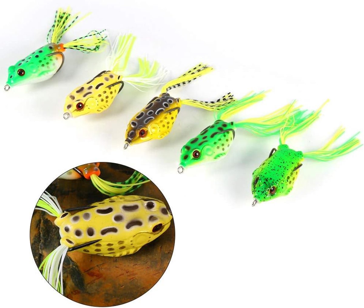 Vleesaas, Curricaan, Kunstaas, 5 stuks Soft Fishing Lure Hook Set Topwater Tackle Bait met Visdoos