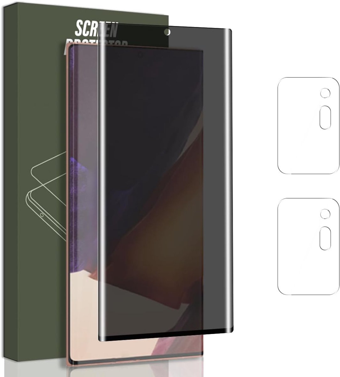 Privacy beschermfolie voor Samsung Galaxy Note 20 Ultra (6,9 inch) pantserglas [1 stuk] en camerabescherming [2 stuks], 9H/luchtbelvrij, anti-spy pantserfolie voor Galaxy Note 20 Ultra (6,9
