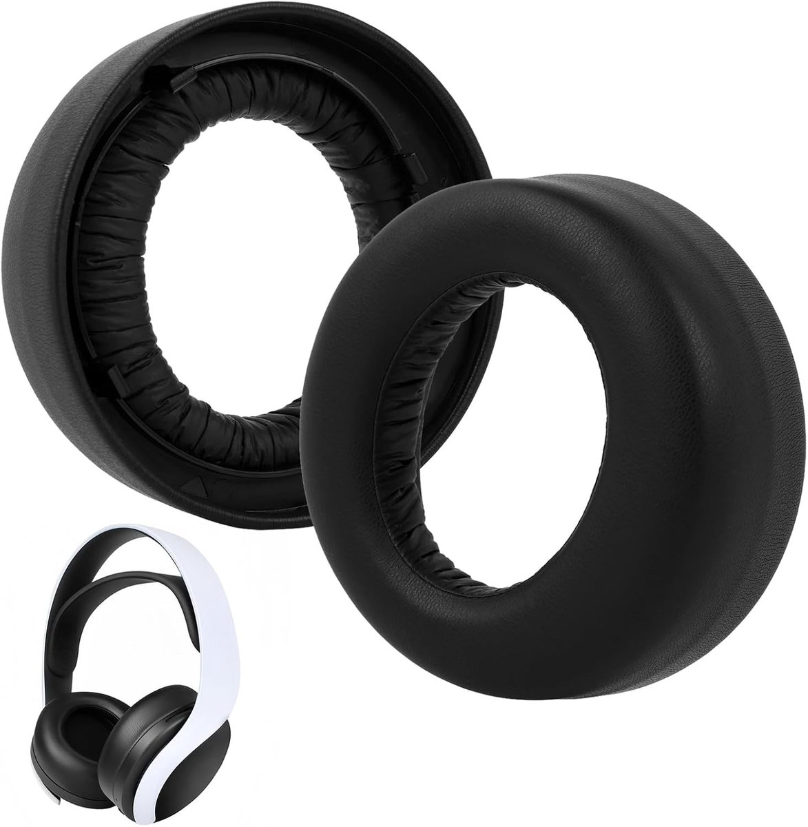 Vervangende Oorkussens voor PS5 Hoofdtelefoon - Zwart - Geschikt voor 3D-over-ear - Traagschuim en Mesh - Voor Gamers