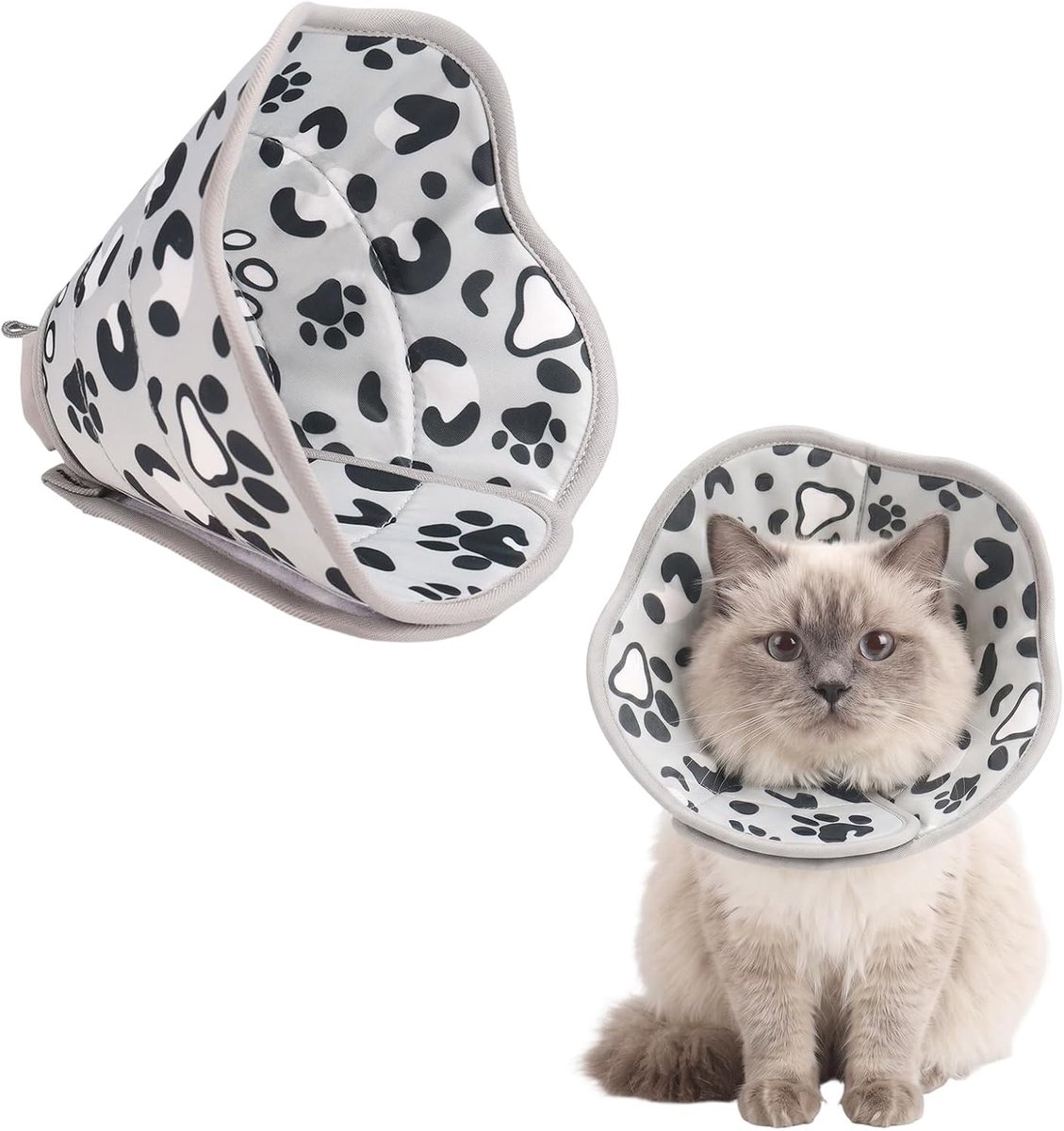 Kattenhalsband M - zacht en verstelbaar - grijs - tegen bijten en likken - ShopVlot