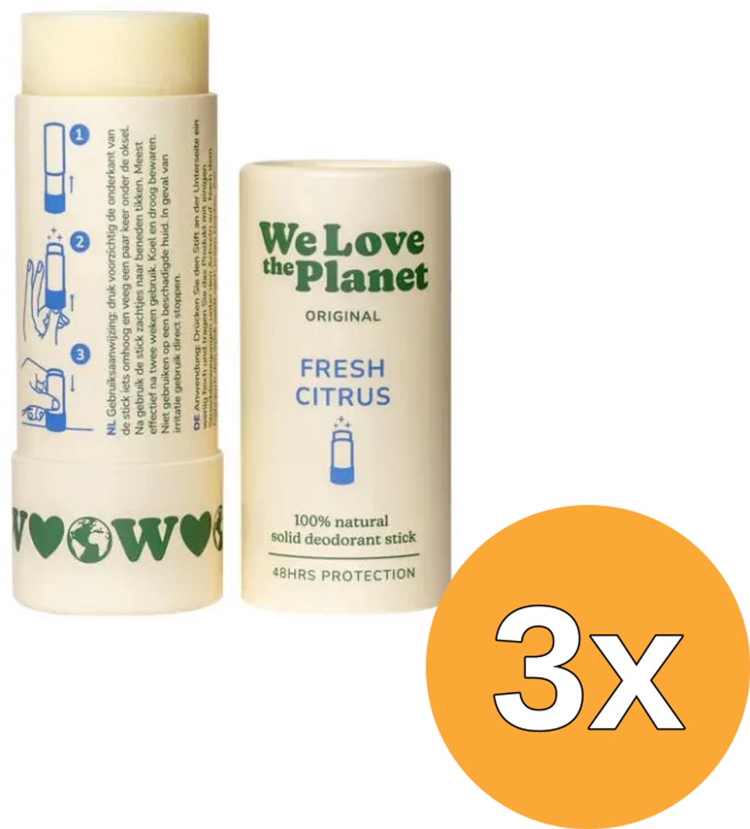 3x We Love The Planet Deodorant Stick - Fresh Citrus (40 gr)