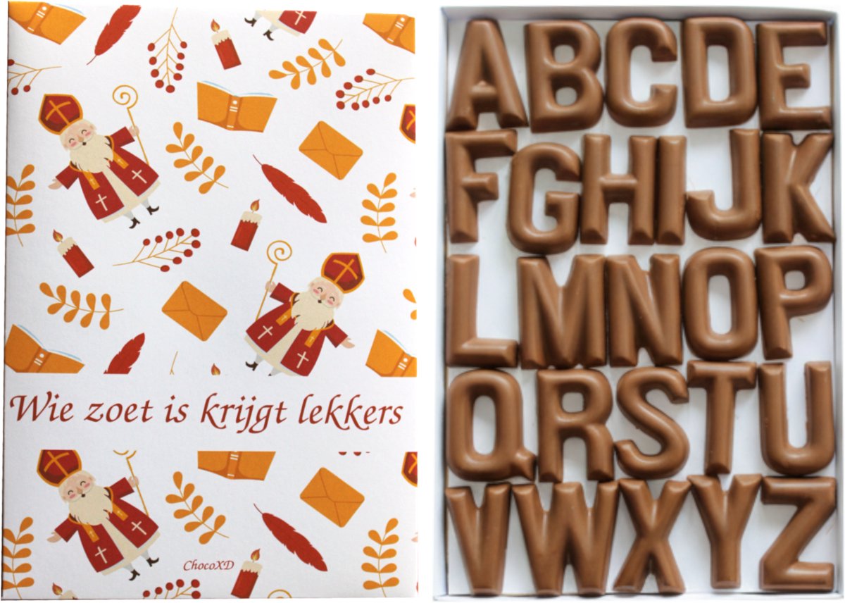 Chocoladeletters Melk (Set van 2 dozen) - Handgemaakte Fairtrade chocolade - Sinterklaas brievenbuscadeau voor kinderen & personeel