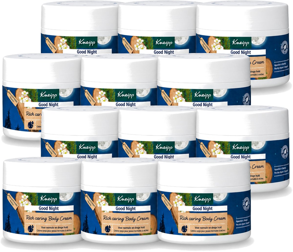 12 x Kneipp – Bodycrème – Good Night Alpenden & Amyris – 200 ml - Voordeelverpakking - 12 stuks