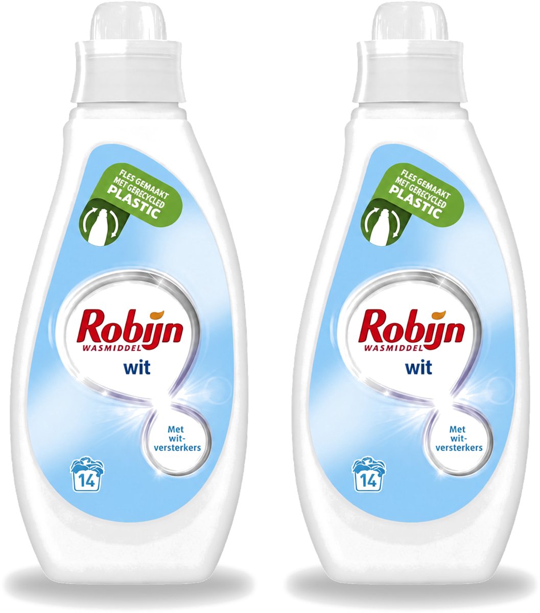 2 x Robijn - Wit - Vloeibaar Wasmiddel - Met Witversterkers - 14 Wasbeurten - 700 ml - Voordeelverpakking - 2 stuks
