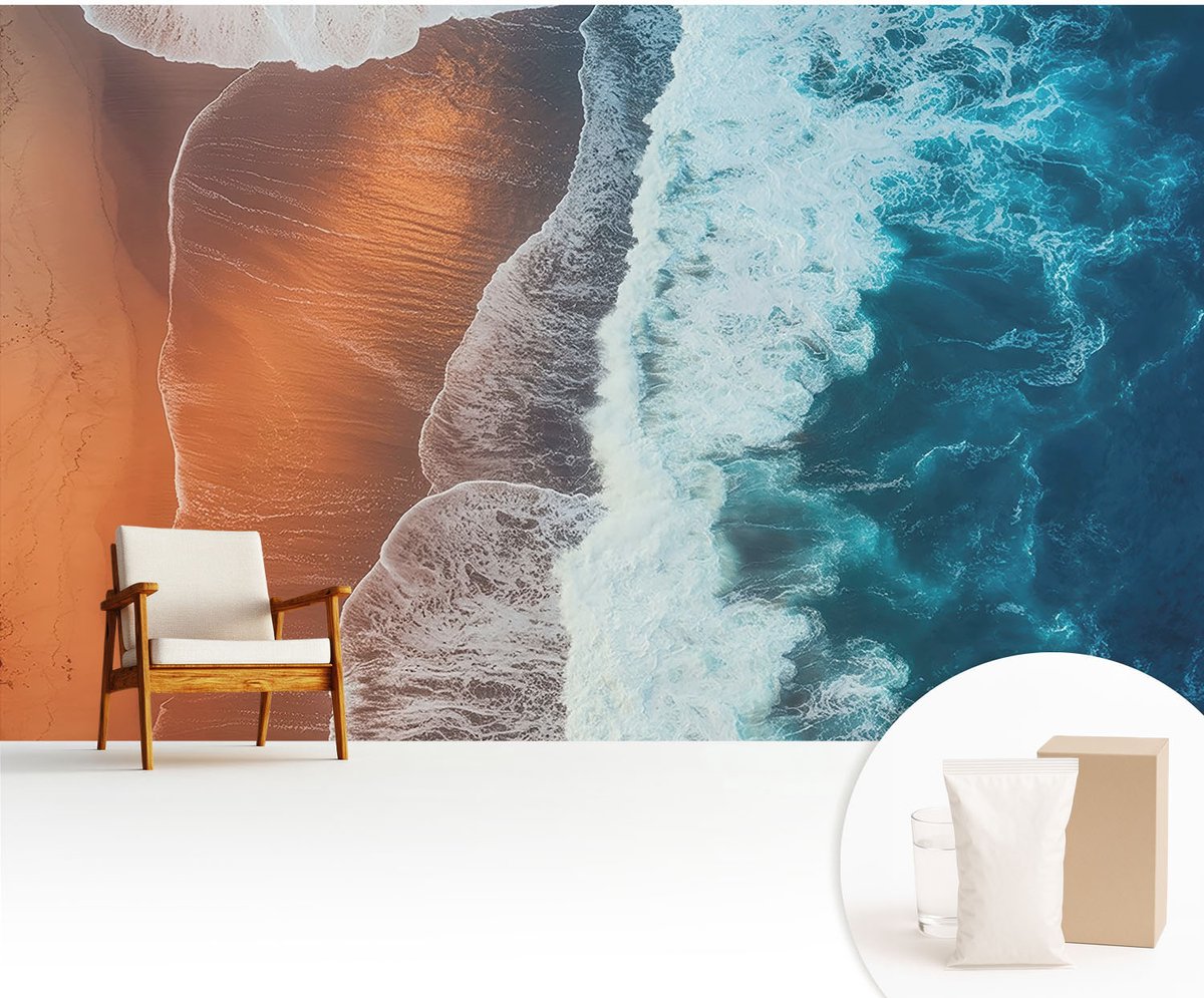 Wallfluent Fotobehang - Oranje Vliesbehang - 416x254 cm - Mariene Symbiose Fotobehang Vlies - Woonkamer behang Landschappen - Muurschildering - Hal behang