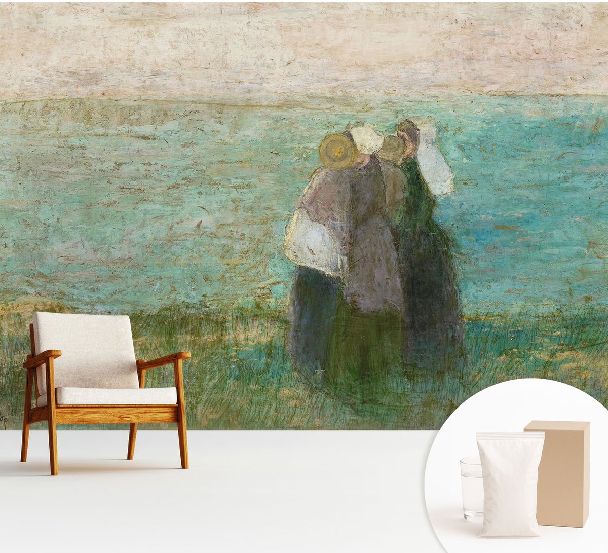 Wallfluent Fotobehang - Groente Vliesbehang - 312x219 cm - Weerspiegeling Aan Zee Muurschildering - Gang behang Deel - Fotobehang Vlies - Slaapkamer behang