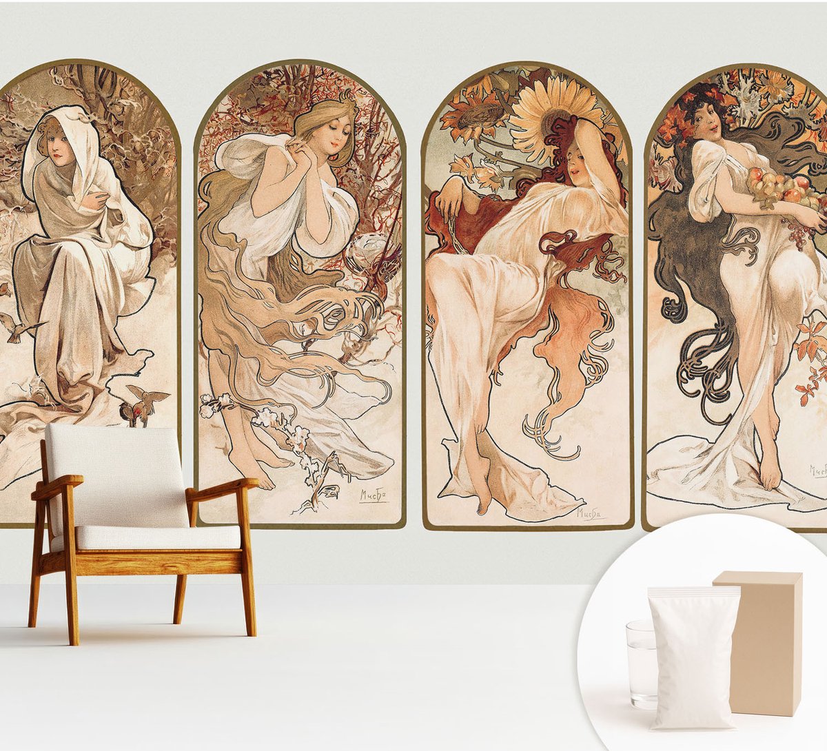 Wallfluent Fotobehang - Bruin Vliesbehang - 312x219 cm - Poriën Van Vrouwen Muurschildering - Slaapkamer behang Deel - Fotobehang Vlies - Slaapkamer behang