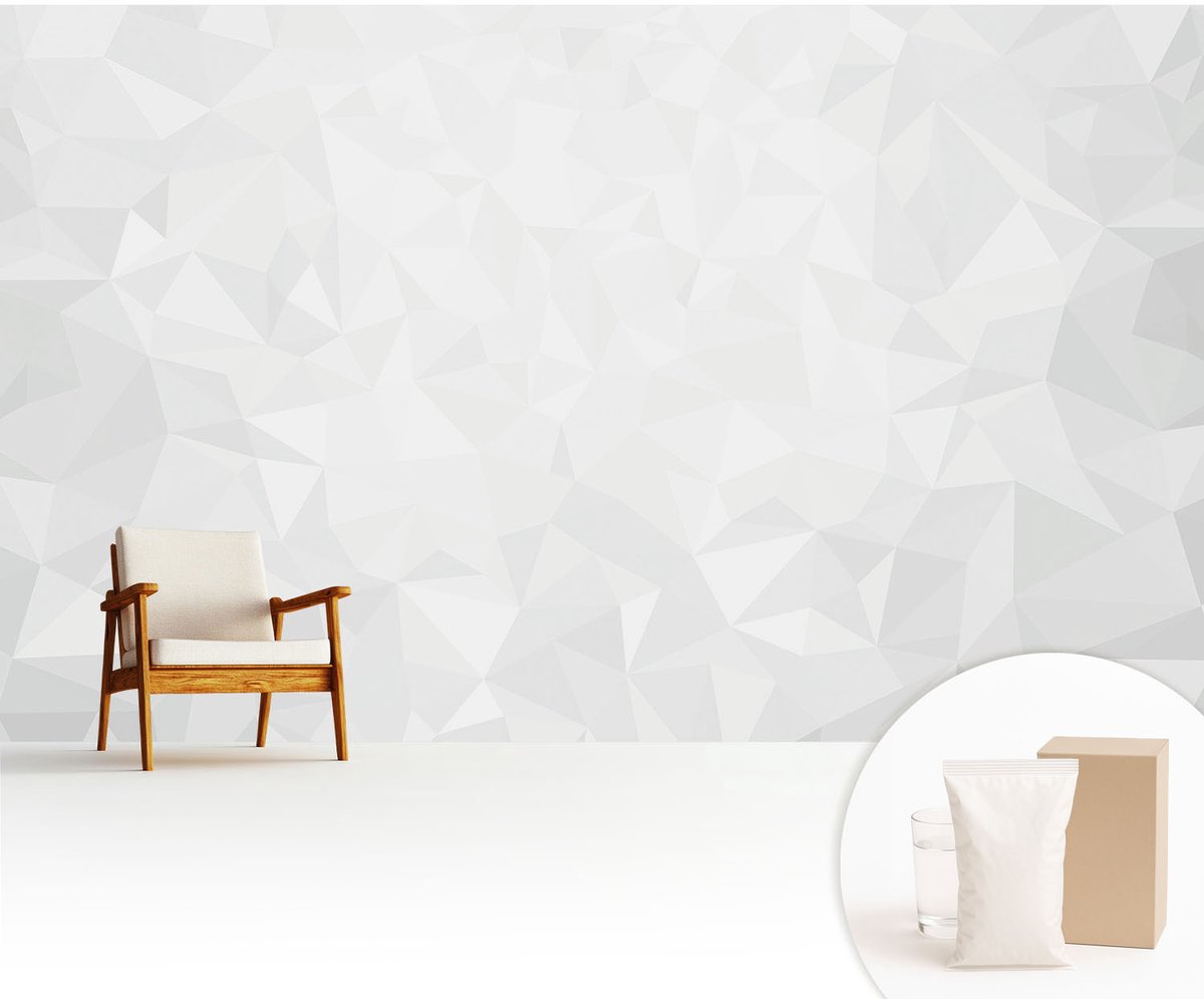 Wallfluent Fotobehang - Wit Vliesbehang - 416x254 cm - Abstract Patroon Fotobehang Vlies - Woonkamer behang Geometrie - Muurschildering - Woonkamer behang