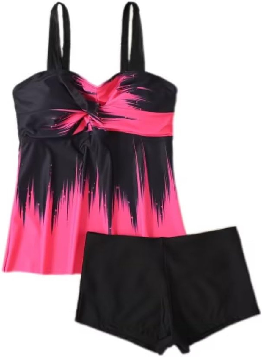 Tankini set met push-up bh en hoge taille bikinibroek