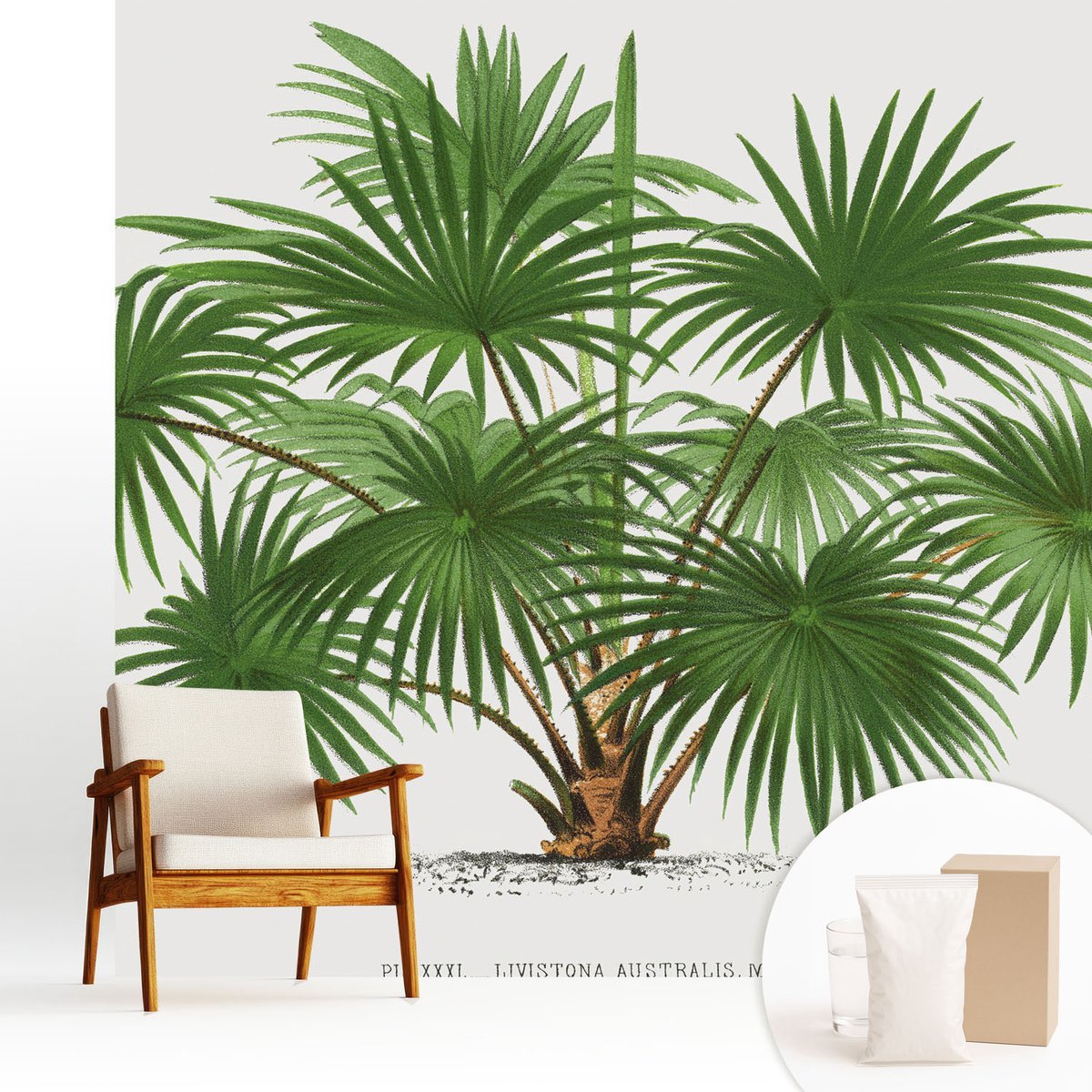 Wallfluent Fotobehang - Groente Vliesbehang - 250x250 cm - Exotisch Patroon Muurschildering - Slaapkamer behang Bloemen En Planten - Fotobehang Vlies - Slaapkamer behang