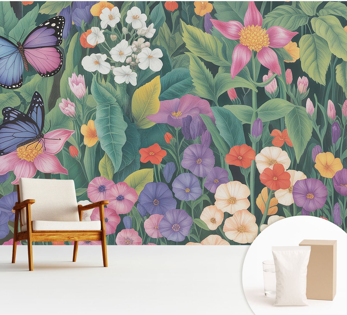 Wallfluent Fotobehang - Groente Vliesbehang - 312x219 cm - Bloemenexplosie Muurschildering - Slaapkamer behang Bloemen En Planten - Fotobehang Vlies - Slaapkamer behang