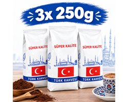 Bayrakli Turkse Koffie Super Kwaliteit - 3x250g - Turkish Coffe - Turk Kahvesi