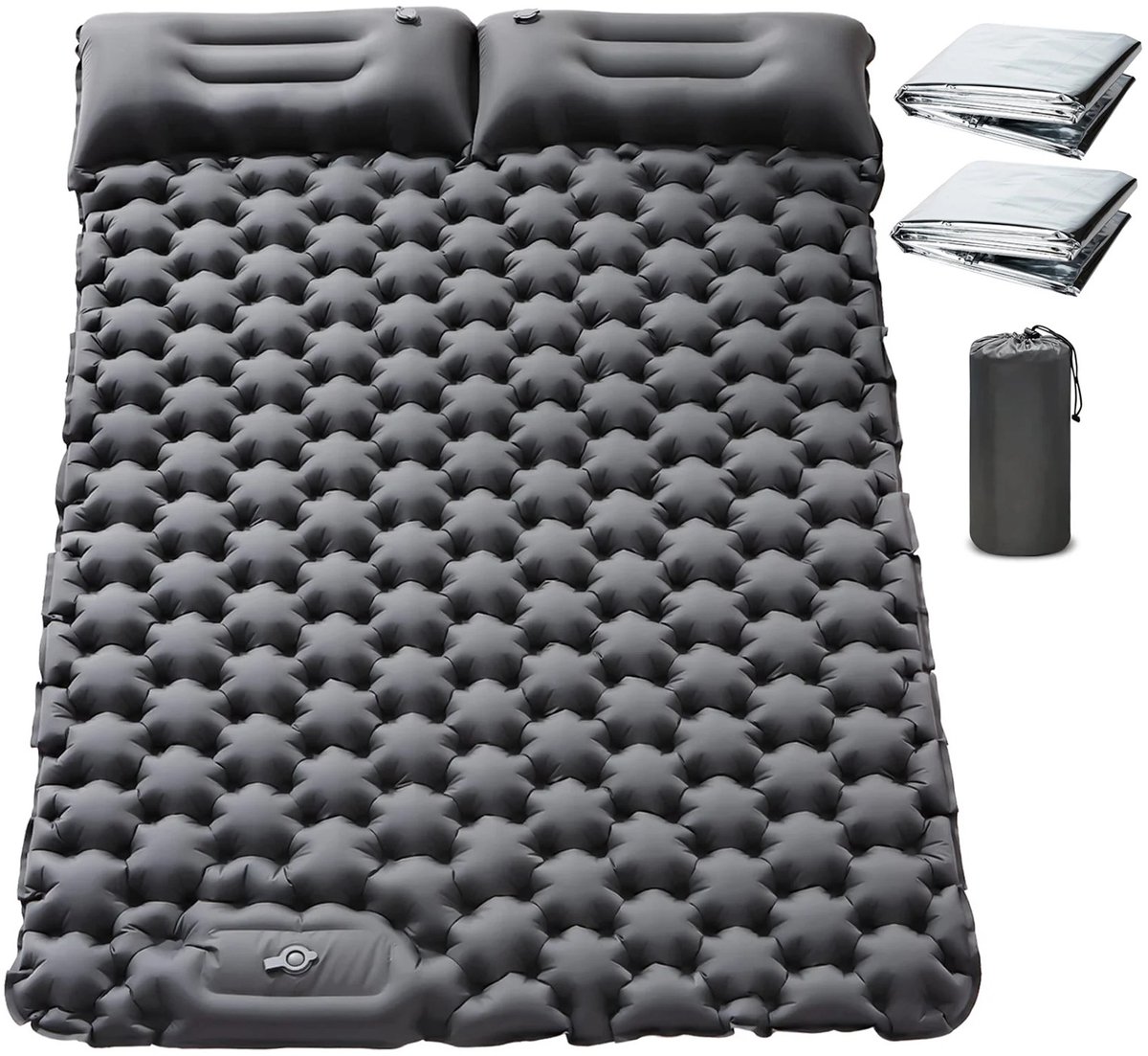 Heidat slaapmat - Dubbele 2-persoons matras - Ingebouwde voetpomp - Camping of thuis gebruik - 196 x 125 cm