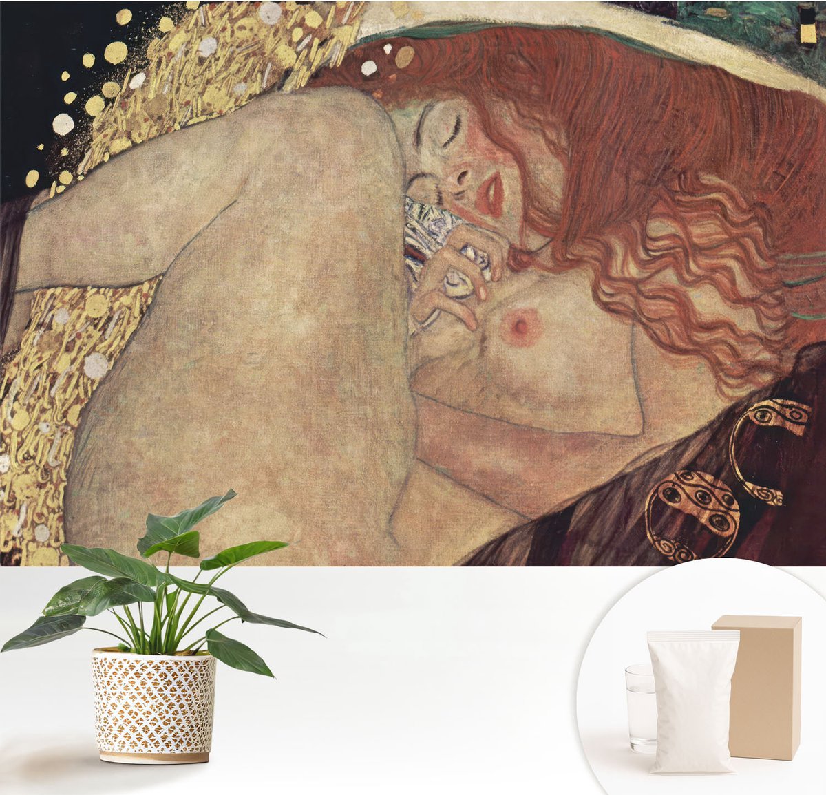 Wallfluent Fotobehang - Bruin Vliesbehang - 152x104 cm - Sensuele Handeling Fotobehang Vlies - Woonkamer behang Deel - Muurschildering - Hal behang